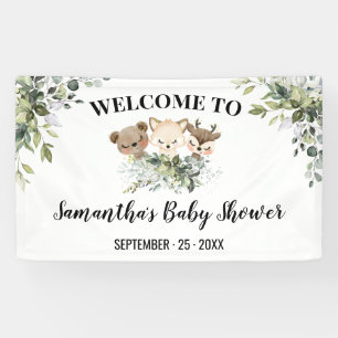 Welcome Sign Baby Shower Forest Animals Banner