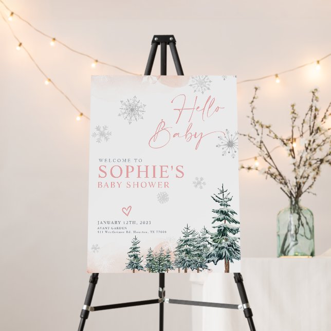 Welcome sign baby shower girl (In Situ (Stand))