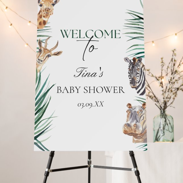 Welcome Sign Baby Shower Safari Animals (In Situ (Stand))