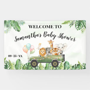 Welcome Sign Baby Shower Safari Animals Banner