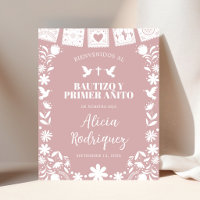 Welcome Sign BAUTIZO Pink Cielito Lindo