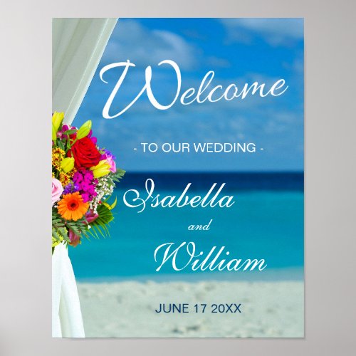 Welcome Sign  Beach Flower Summer Wedding