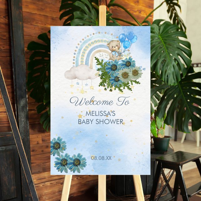 Welcome Sign Beary Boho Rainbow Baby Shower (Creator Uploaded)