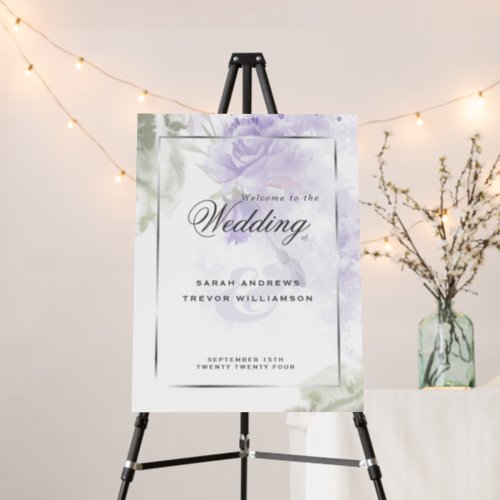 Welcome Sign Beautiful Rustic Lilac Purple Roses
