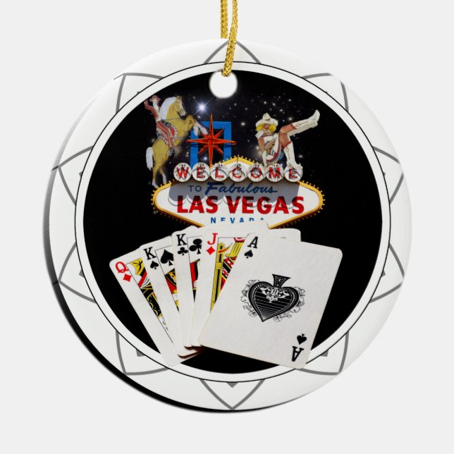 Welcome Sign Black Poker Chip Ceramic Ornament (Front)