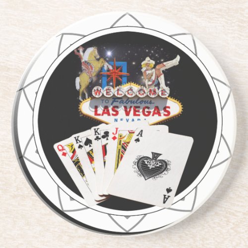 Welcome Sign Black Poker Chip Coaster