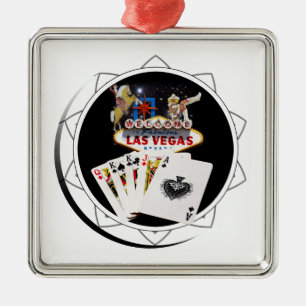 Welcome Sign Black Poker Chip Metal Ornament