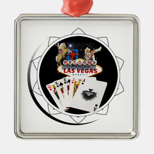 Welcome Sign Black Poker Chip Metal Ornament