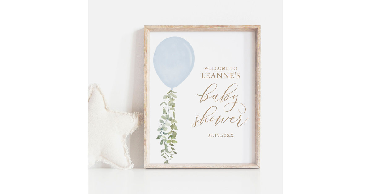 Baby Shower Welcome Sign, Eucalyptus Pink, Blue, Neutral