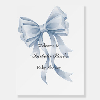 Welcome Sign Blue Bow Baby Shower A Little Prince