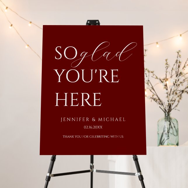 Welcome sign burgundy elegant modern (In Situ (Stand))
