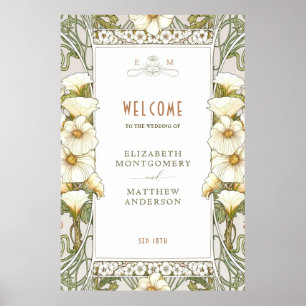 Welcome Sign Calla Lily Vintage Art Nouveau Mucha