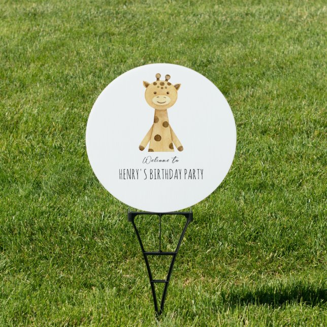 Welcome Sign - cute giraffe kids birthday (Insitu)