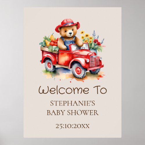 Welcome Sign Cute Teddy Locally Grown Baby Shower 