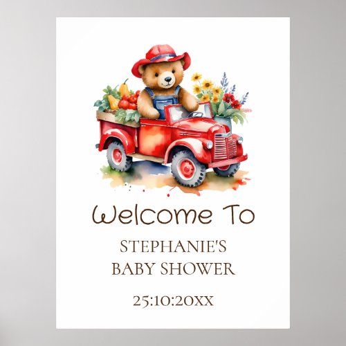 Welcome Sign Cute Teddy Locally Grown Baby Shower 