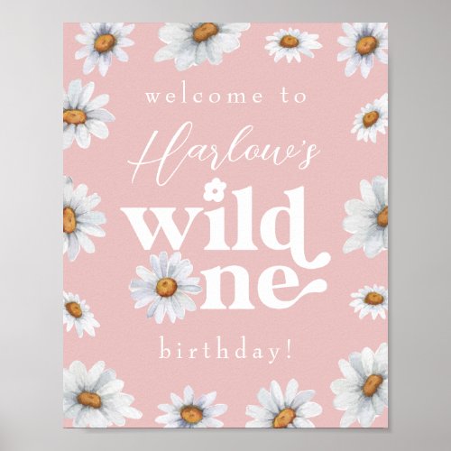 Welcome Sign Daisy Wild One Girls first Birthday