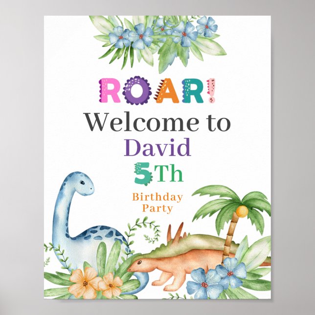 Welcome sign Dinosaur Print, Value Poster Paper (Front)