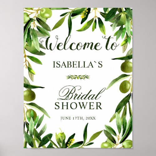 Welcome Sign  Elegant Olive Boho Bridal Shower