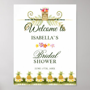 Welcome Sign Elegant Tropical Bridal Shower