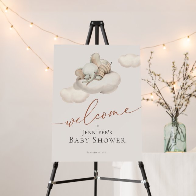 Welcome Sign Elephant Baby Shower Foam Board (In Situ (Stand))