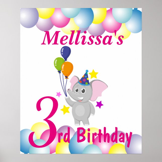 Welcome sign Elephant themed Birthday party (Front)