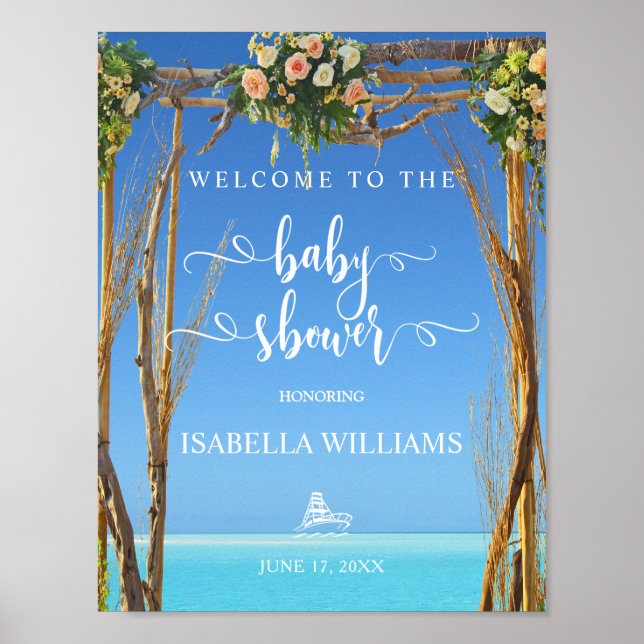 Welcome Sign | Floral Summer Beach Baby Shower (Front)