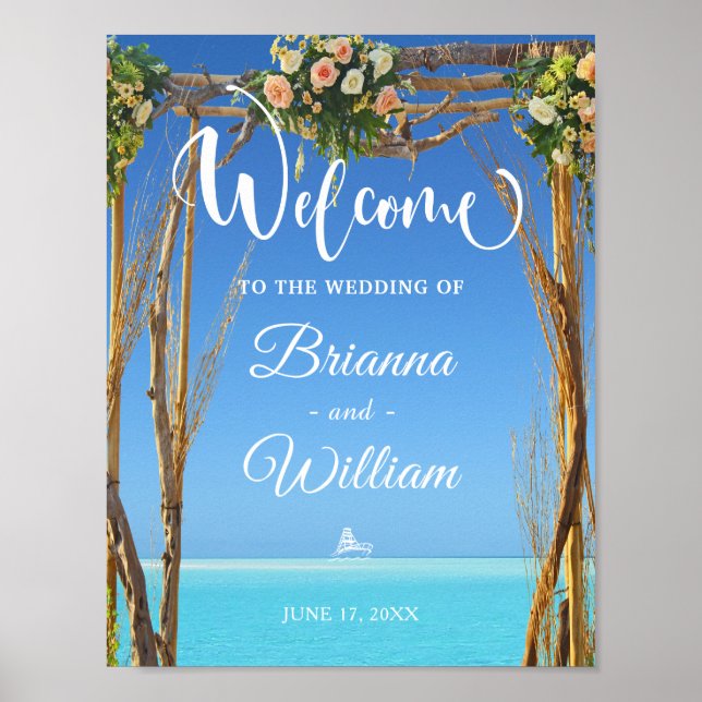 Welcome Sign | Floral Summer Beach Wedding Gate (Front)
