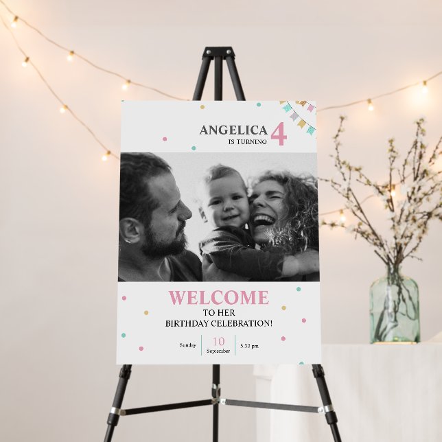 Welcome Sign for Birthday Party | Foam Board (In Situ (Stand))