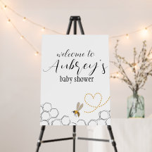 Welcome sign for "Mama-to-bee" baby shower