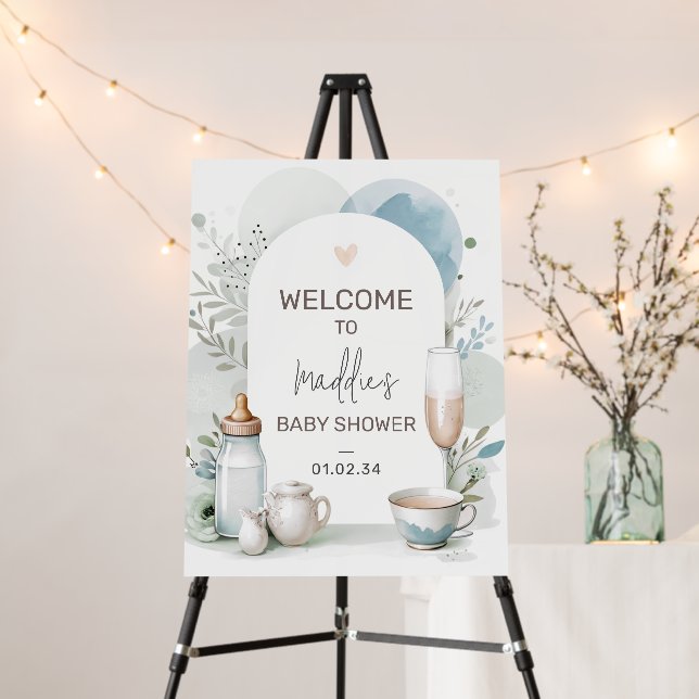 Welcome Sign For Tea Party Baby Shower (In Situ (Stand))
