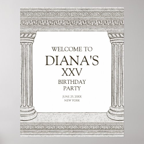 Welcome Sign for toga party with stone columns