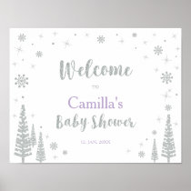 Welcome Sign for Winter Baby Shower, Girl, Pink