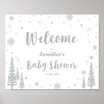 Welcome Sign for Winter Baby Shower, Girl, Purple