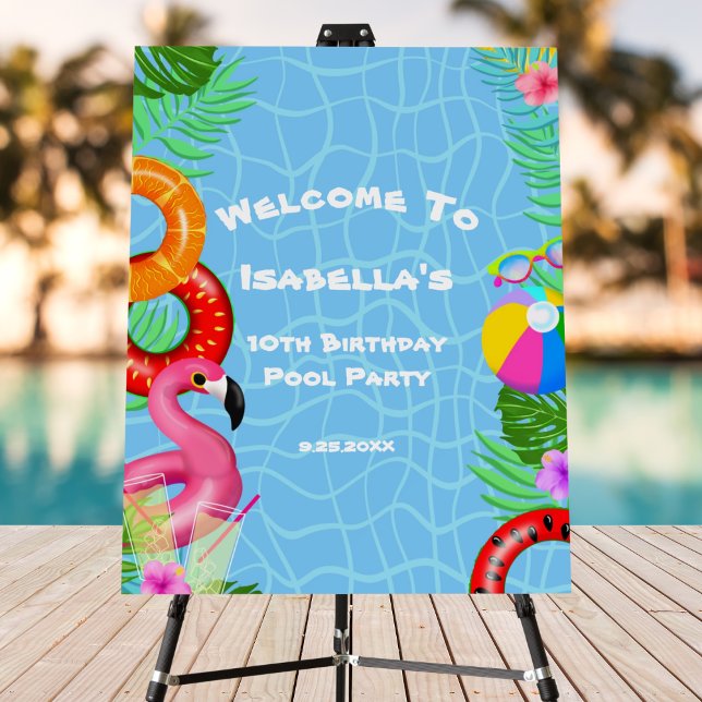 Welcome Sign Fun Pool Party Swimming Birthday (Creator Uploaded)