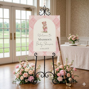 Welcome Sign Golfing Pink Baby Shower