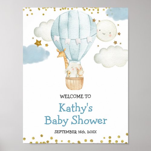 Welcome Sign Hot Air Balloon Jungle Baby Shower