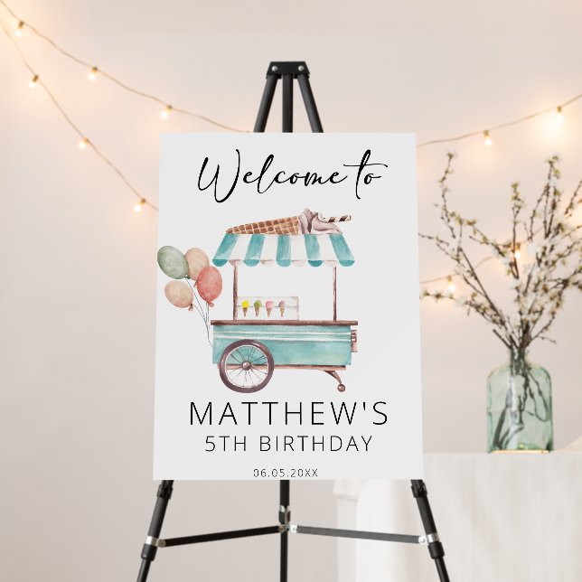 Welcome Sign ice Cream Birthday (In Situ (Stand))