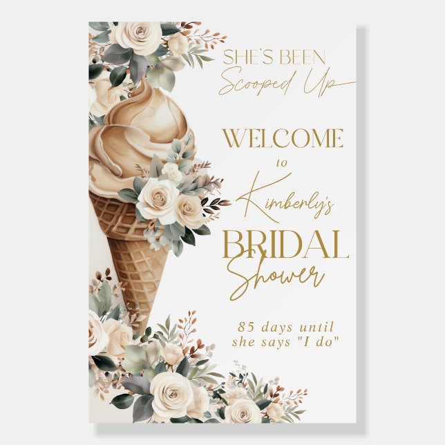 Welcome Sign Ice Cream Scooped Up Floral Boho (Front)