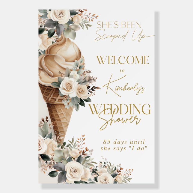 Welcome Sign Ice Cream Scooped Up Floral Wedding (Front)