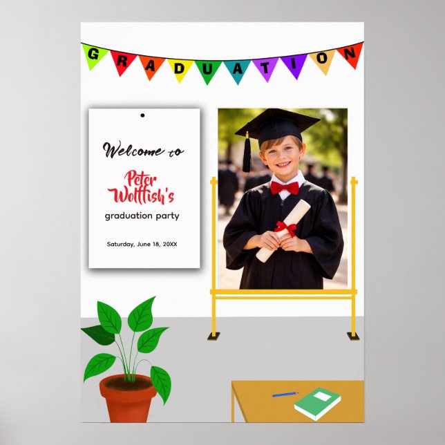  Welcome Sign Kid's Graduation Party Invitation (Front)