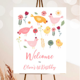 Welcome Sign Little Chick Farm Barnyard Birthday