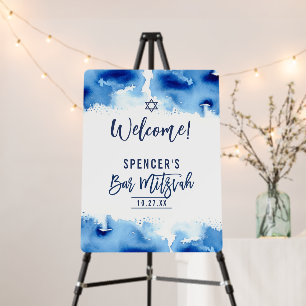 WELCOME SIGN modern script dark blue watercolor