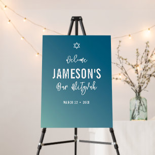 WELCOME SIGN modern star dark blue mint gradient