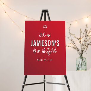 WELCOME SIGN modern star red burgundy gradient