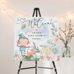 Welcome Sign Monkey Boy Baby Shower Picnic