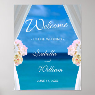 Welcome Sign Ocean Beach Summer Wedding