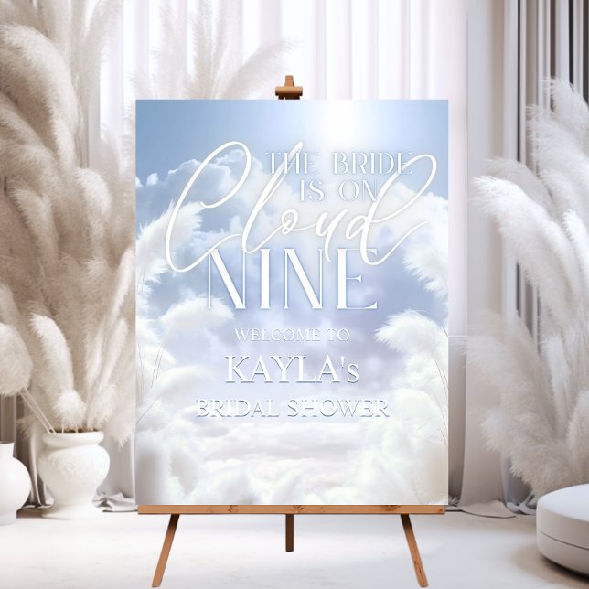 Welcome Sign On Cloud Nine 9 Pampas Bridal Shower (Welcome Sign The Bride in On Cloud Nine 9 Pampas Bridal Shower  Modern)
