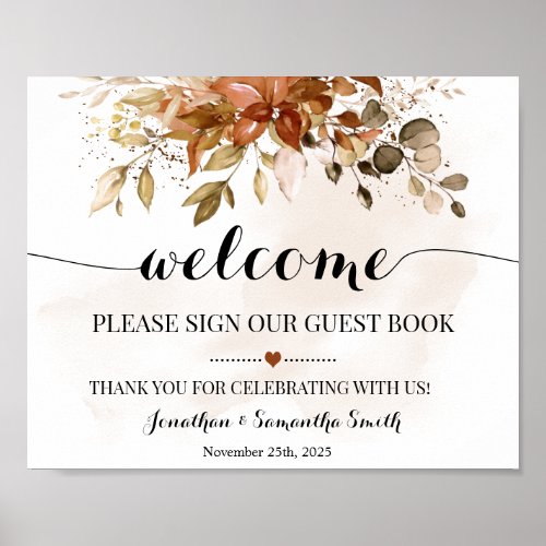 Welcome Sign Our Guest Book Fall Wedding Shower
