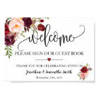 Welcome sign our guest book wedding marsala floral