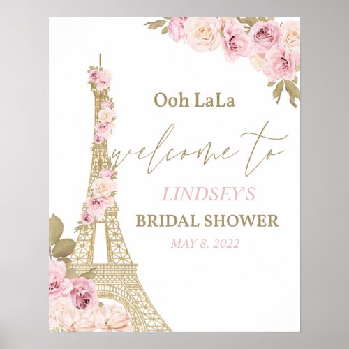Welcome Sign Paris Eiffel Tower Bridal Shower Poster